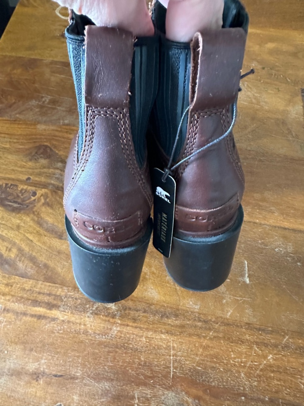 Sorel Women's Brown Leather Block Heel Ankle Boots ladies 8.5 NWT - Picture 3 of 7